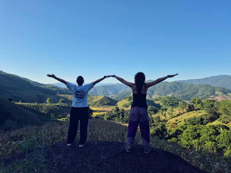 Chiang Rai Jungle Trek & Bamboo Tube Cooking Adventure - Tea plantation views before the bamboo meal