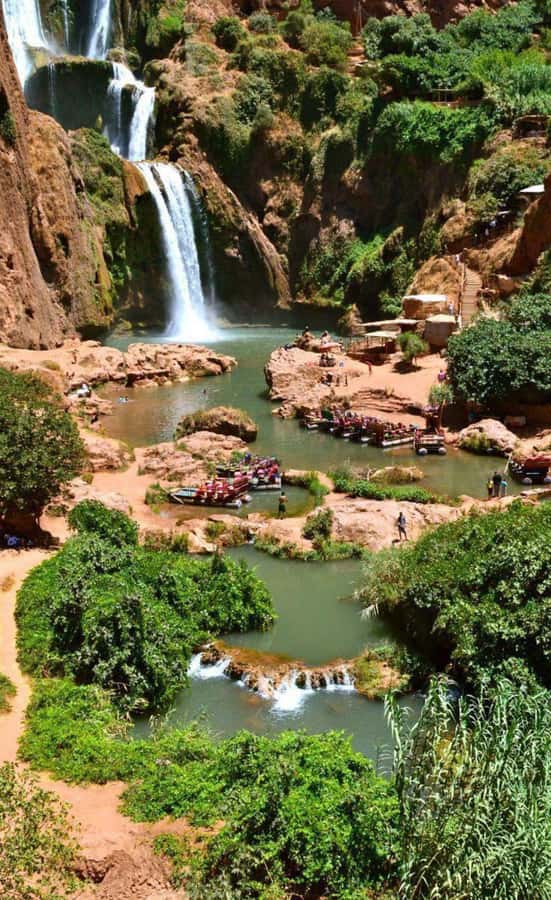 From Marrakech: Ouzoud Waterfalls Guided Hike and Boat Trip - First views of the 360-foot Ouzoud Falls