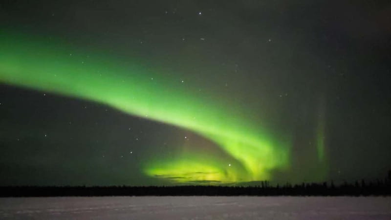 Kiruna: Snowshoe Trek with Aurora Hunt and Warm Beverage - Meeting Kiruna Guidetur in the new city center
