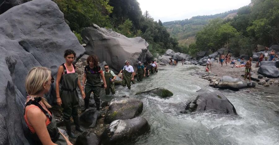 River Trekking Gole Alcantara - The short van transfer to the gorge